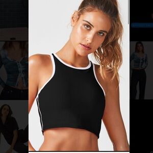 Fabletics Black and White Athletic Crop Top NWOT